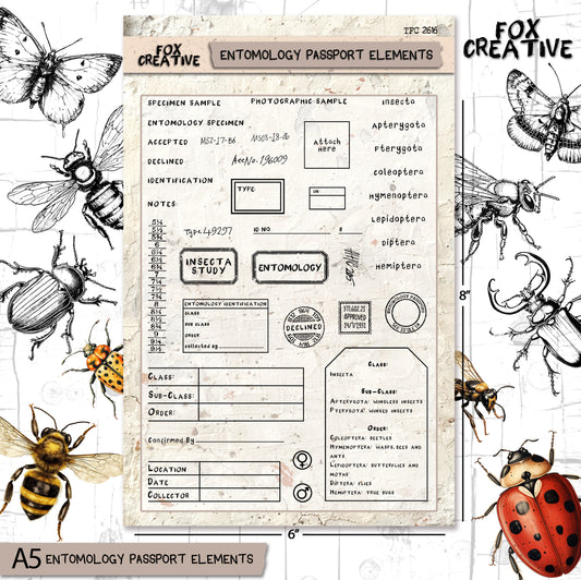 Entomology Passport elements – A5 clear stamp set TFC 2616 ( A5 £20.40 inc VAT)