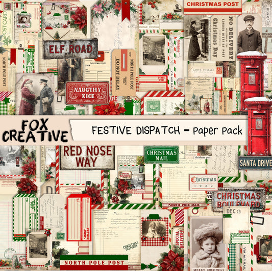 Festive Dispatch PRINTED EPHEMERA Pack| Christmas Postal Kit | (£10.80 inc VAT)