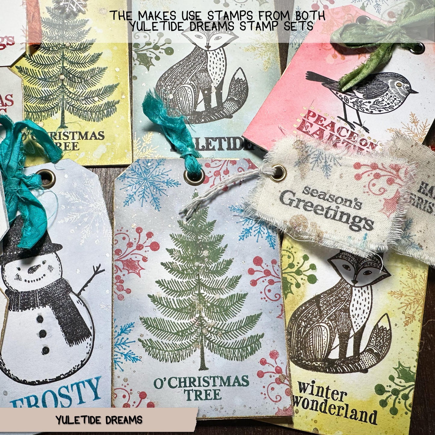 YULETIDE DREAMS – Text, Rustic Christmas Sentiment Stamp Set Set (4”x6”) (£11.98 inc VAT) TFC 2515